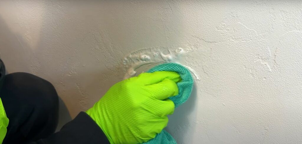 gentle wall cleaning with detergent and a microfiber sponge.