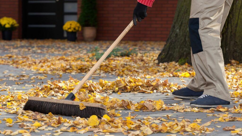 sweeping and cleaning patio keeps it tidy