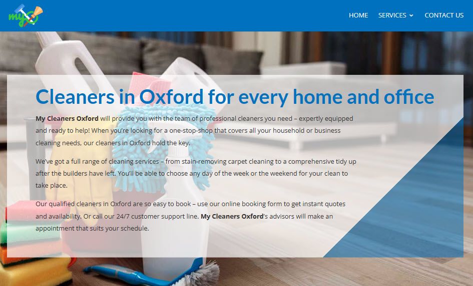 my cleaners oxford website screenshot